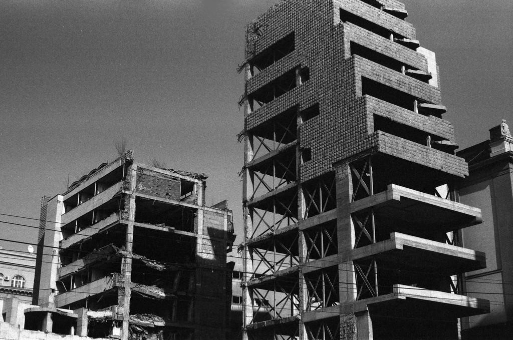 The damaged Yugoslav Ministry of Defense building A as seen today The damaged Yugoslav Ministry of Defense building A as seen today